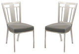 Cleo Contemporary Dining Chair In Gray and Stainless Steel - Set of 2