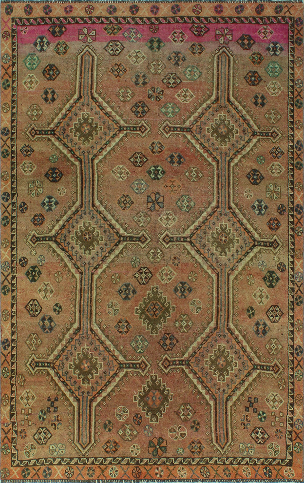 Fine Vintage Distressed Creed Rust Rug