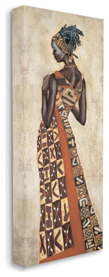 Sophisticated Female Figure with Patterned Dress13x30