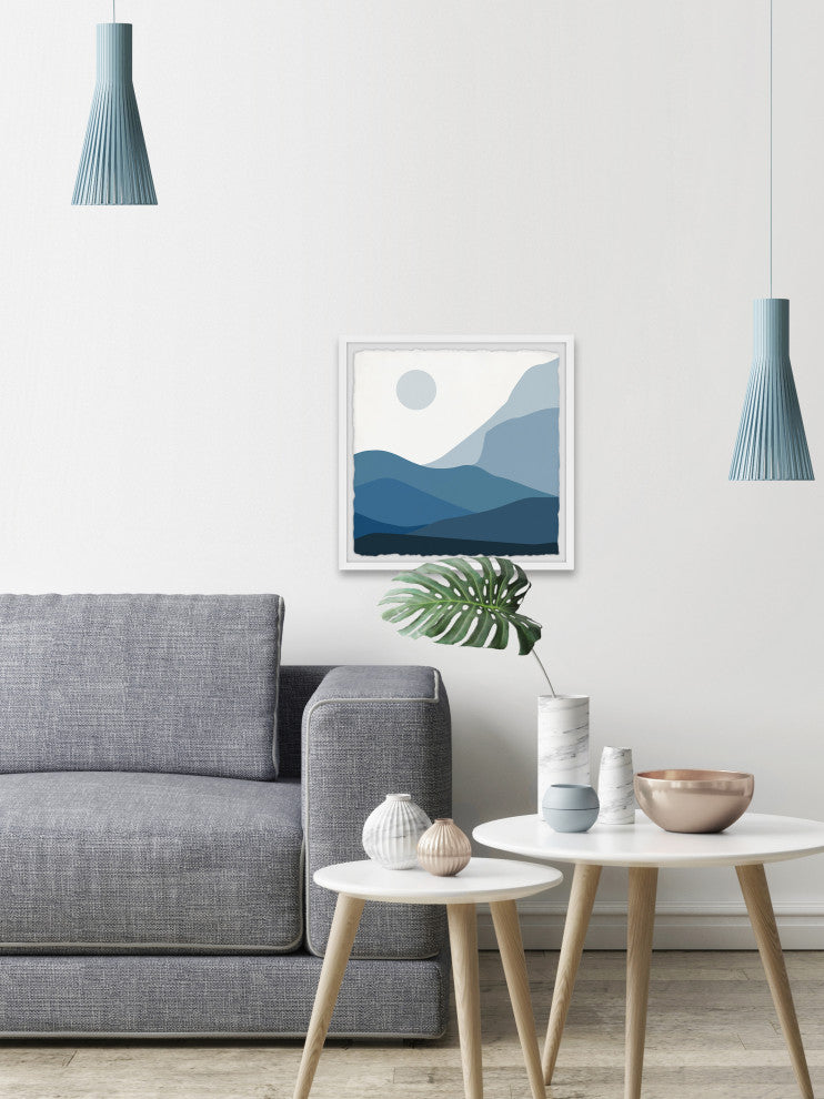 "Lush Blue Mountains" Framed Painting Print, 32x32
