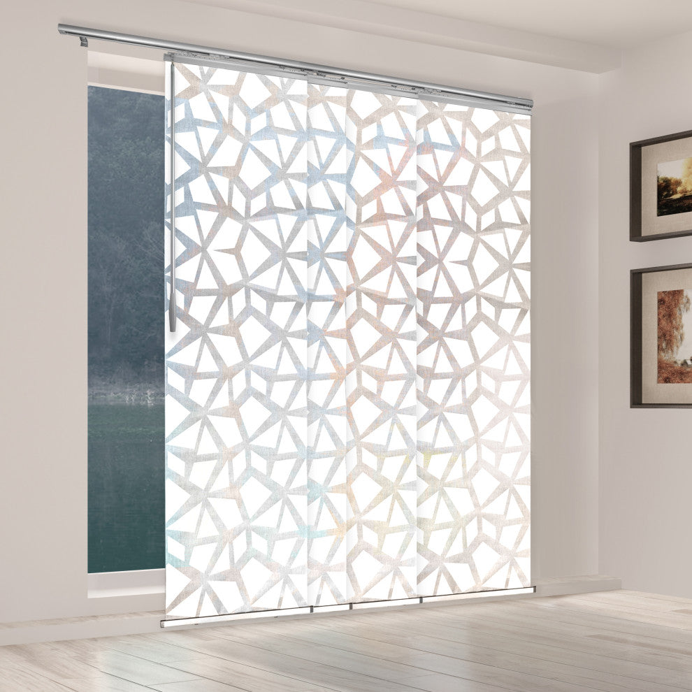 Scattered 4-Panel Track Extendable Vertical Blinds 48-88"W, Satin Nickel Track, 91.4" H