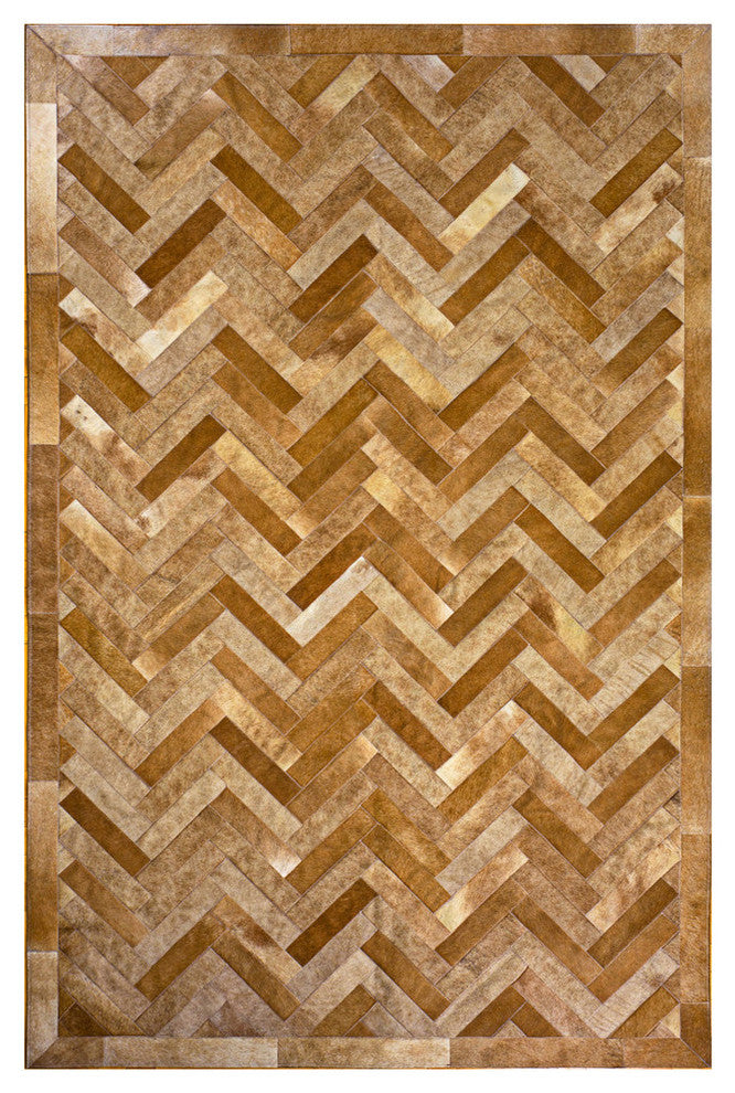 Cowhide Patchwork Rug, Plutus, Taupe, 5'x8'
