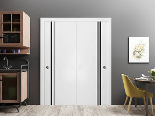 Bypass Doors 64 x 80 | Planum 0011 White Silk with  | Sturdy Rails