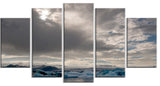 Ice of Jokulsarlon Lagoon, Landscape Canvas Art Print, 60"x32", 5 Panels