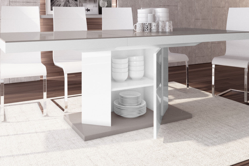 TAMIGO Storage Dining Table, Cappuccino/White