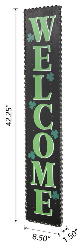 42" Lighted St. Patrick's Wooden "Welcome" Porch Sign