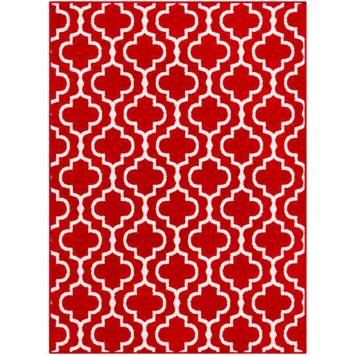 Surya Seville SEV-2315 5'3"x7'3" Rug, Bright Red/White