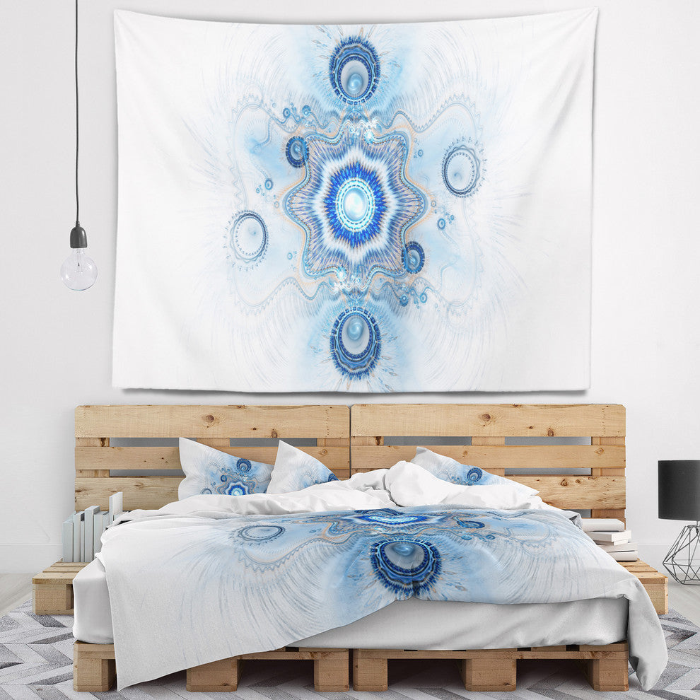 Cabalistic Blue Star Flower Abstract Wall Tapestry, 80"x68"