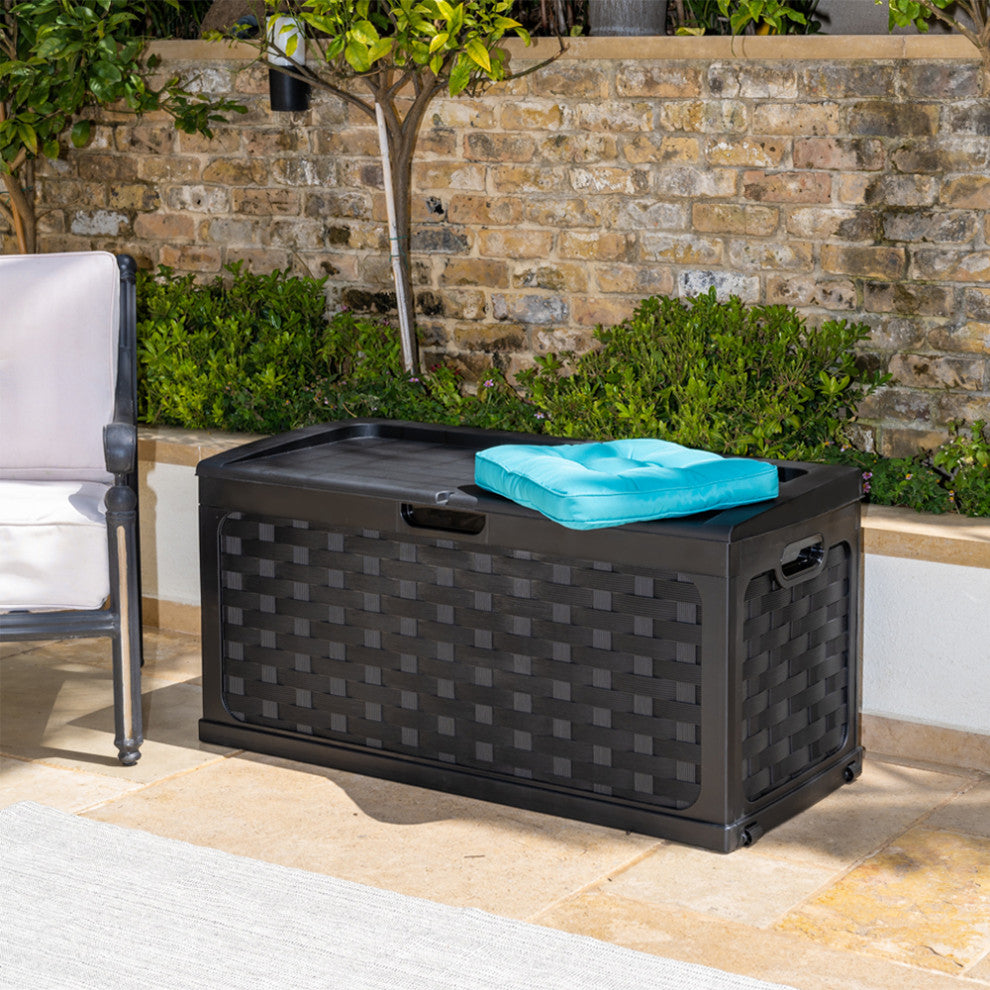 Starplast 88 Gallon Plastic Deck Box, Black