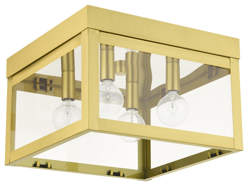 Satin Brass Transitional, Nautical,  Mission, Flush Mount