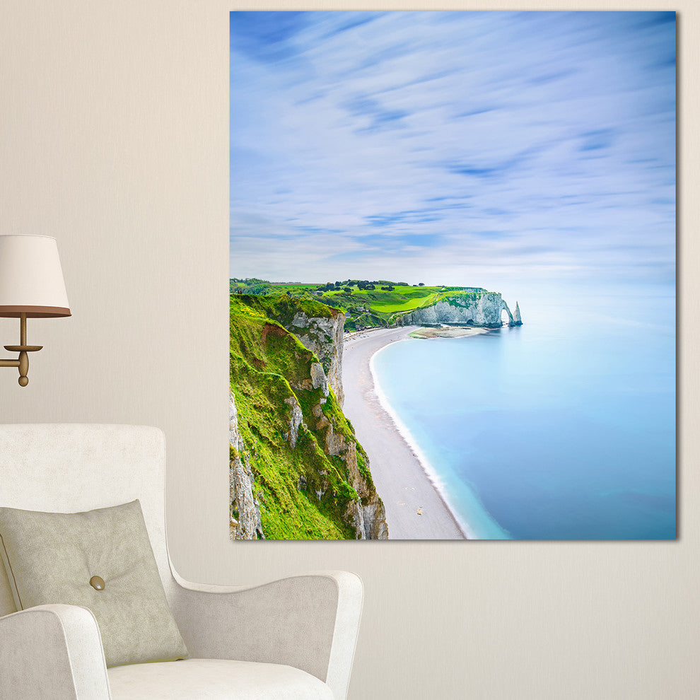 Etretat Aval Cliff and Rocks Normandy, Beach Photo Canvas Print, 30"x40"