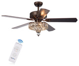 Pilette 52-Inch Ceiling Fan with Crystal Shade (Remote Controlled)