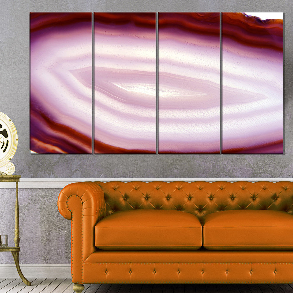 Pink Agate Geode Geological Crystals, Abstract Canvas Artwork, 48"x28", 4 Panels