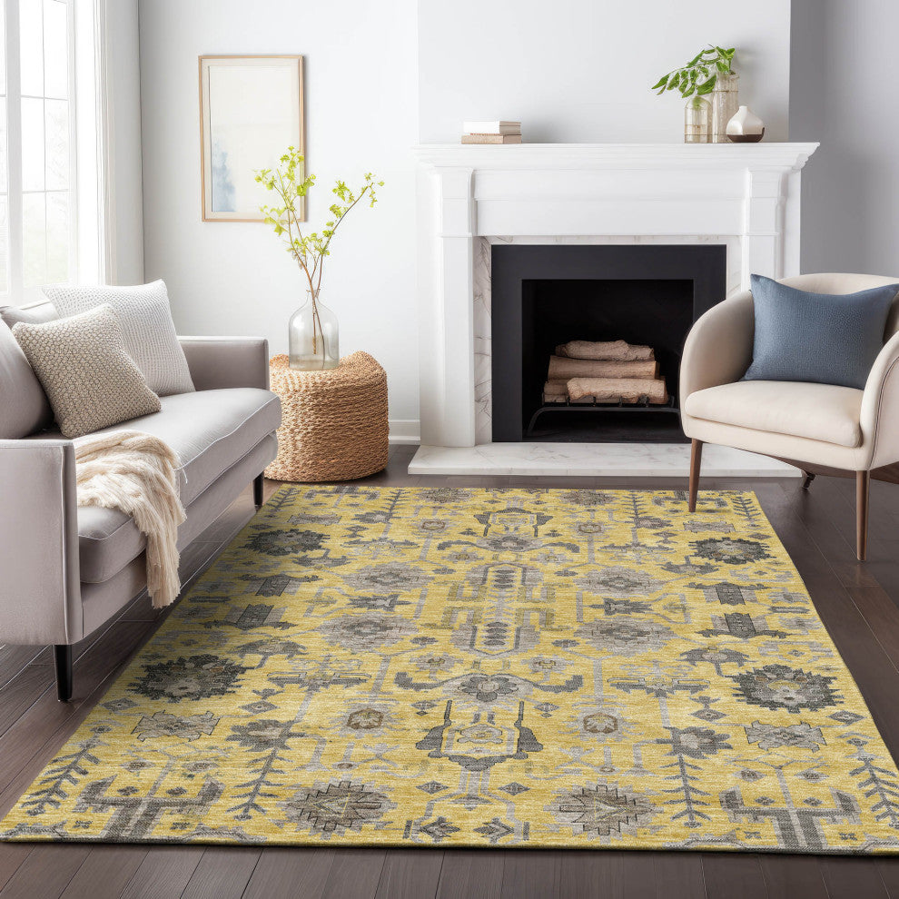 Premium Machine Washable Mayfield AMF697 Honey 8' x 10' Rug
