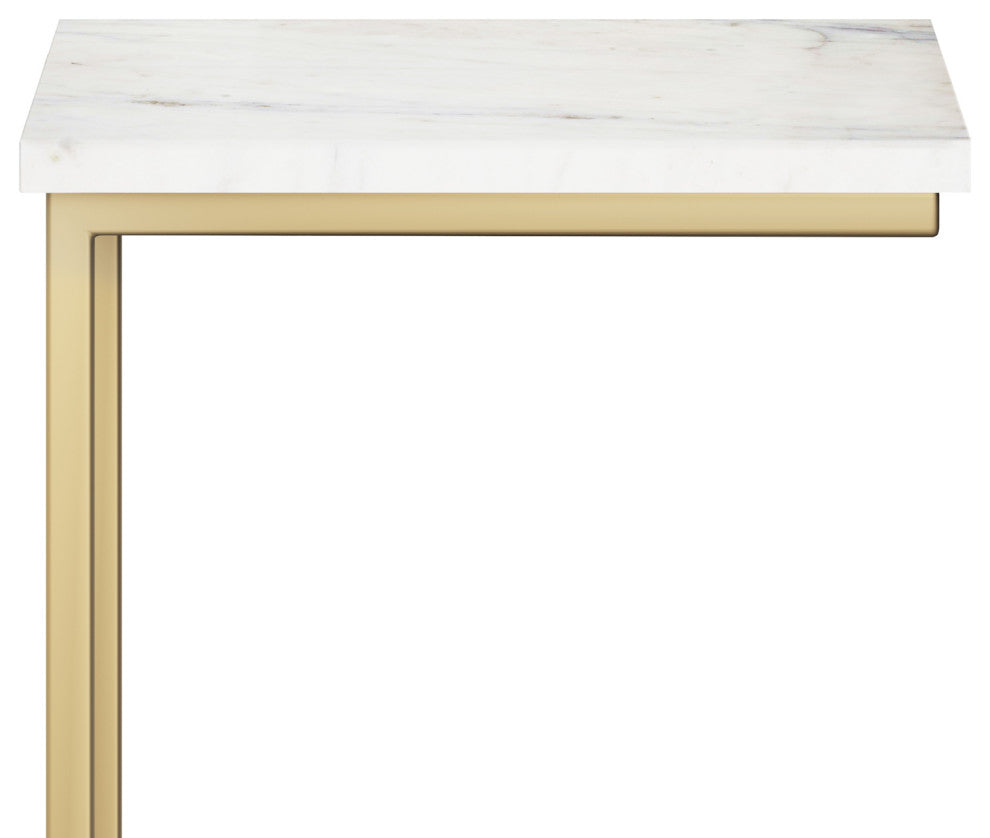 Skyler C Side Table With Marble Top, Marble Top/ Gold