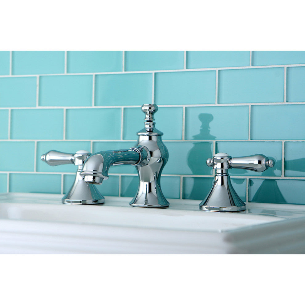 Kingston Brass Widespread Bathroom Faucet With Brass Pop-Up, Polished Chrome