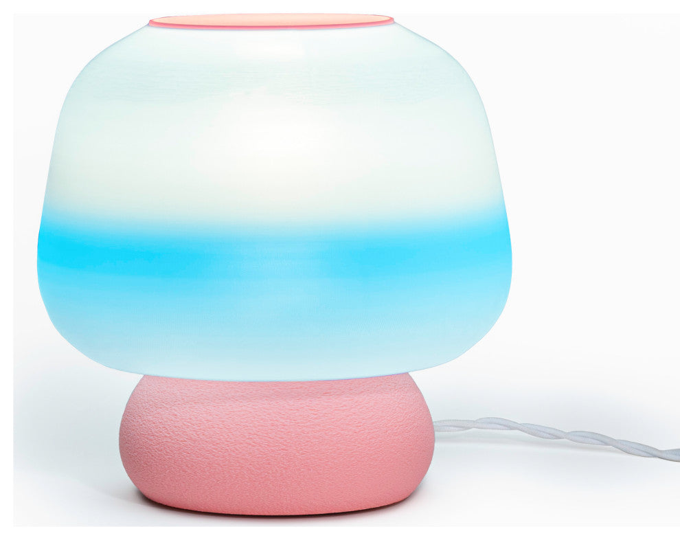 Mushroom 10" Plant-Based PLA Dimmable LED Table Lamp, Blue/White/Light Pink