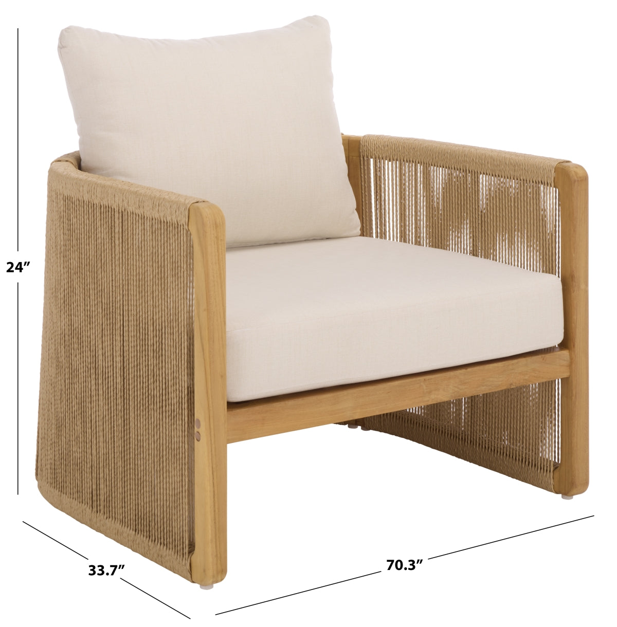 Safavieh Couture Gale Teak and Hyacinth Pat Chair, Natural/Beige