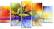 "Abstract Colorful Flower Fusion" Flower Wall Art, 5 Panels, 60"x32"