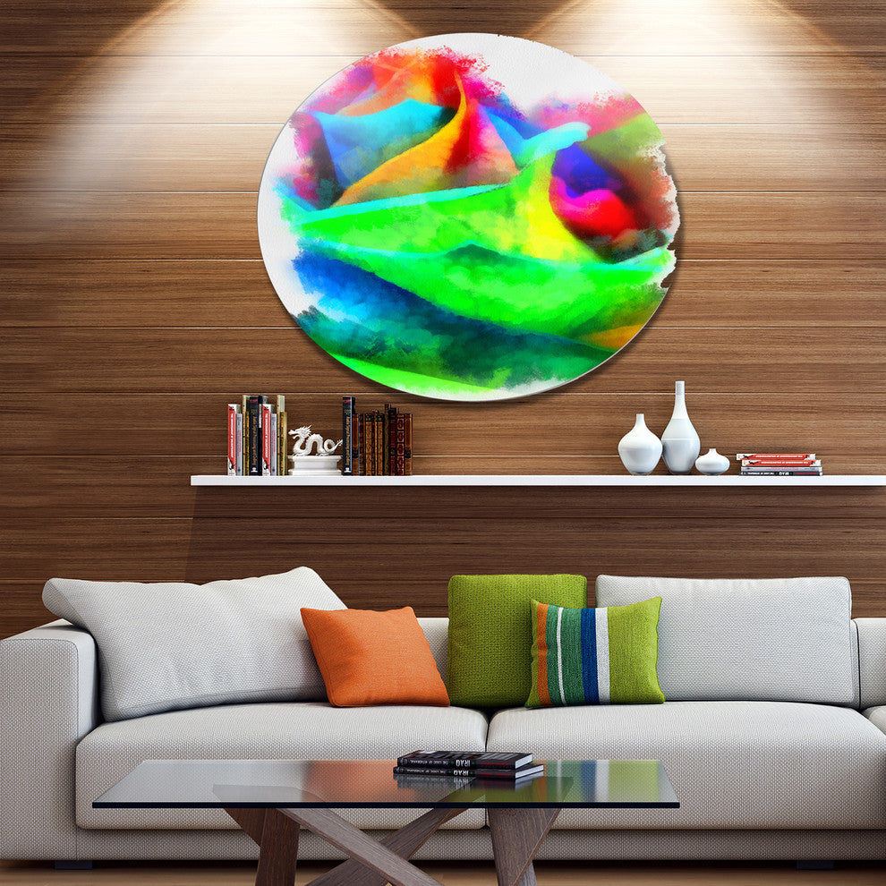 Colorful Rose Watercolor, Floral Round Wall Art, 23"