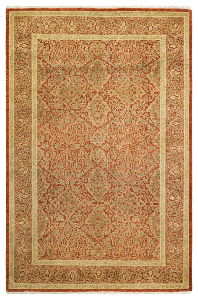 Mogul, One-of-a-Kind Hand-Knotted Area Rug Orange, 4'2"x6'7"