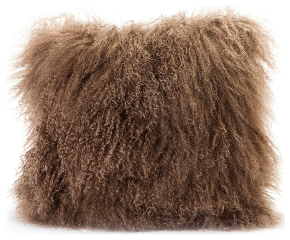 Contemporary Lamb Fur Pillow Natural - Natural
