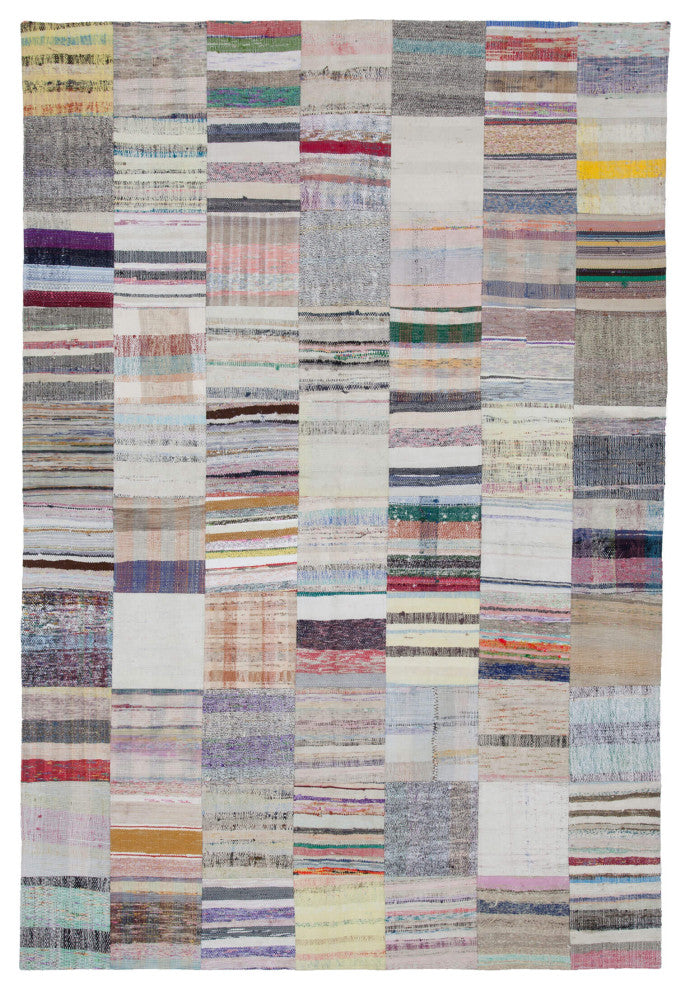 Rug N Carpet - Handmade Turkish 6' 7'' x 9' 10'' Tribal Patchwork Kilim Rug