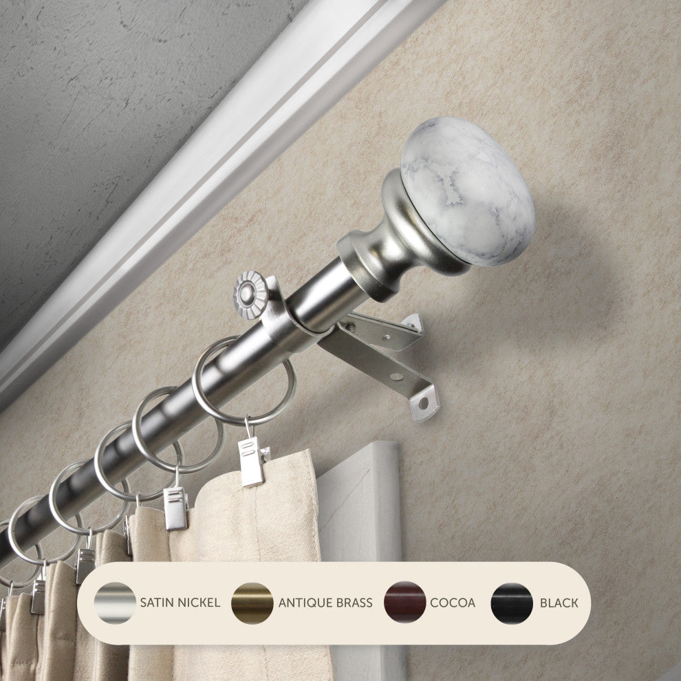 Creola 13/16" Curtain Rod, Satin Nickel, 48-84"