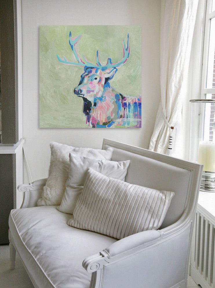 "Mystical Deer" Painting Print on Wrapped Canvas, 32"x32"