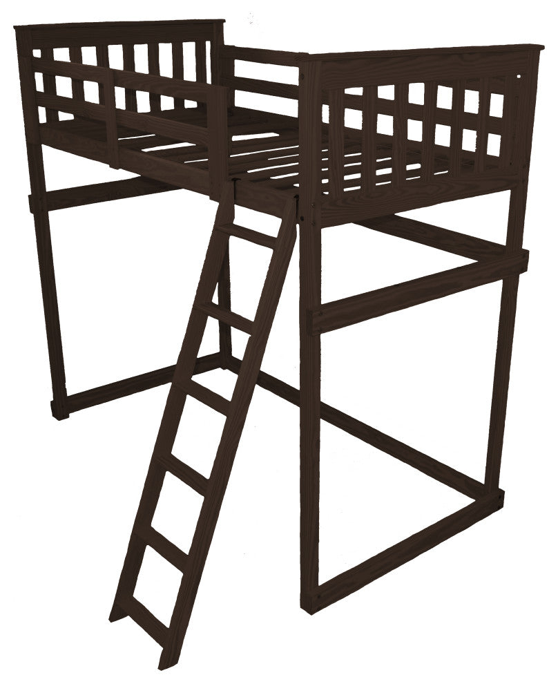 Mission Loft Bed, Rich Tobacco Stain, Full, End Ladder
