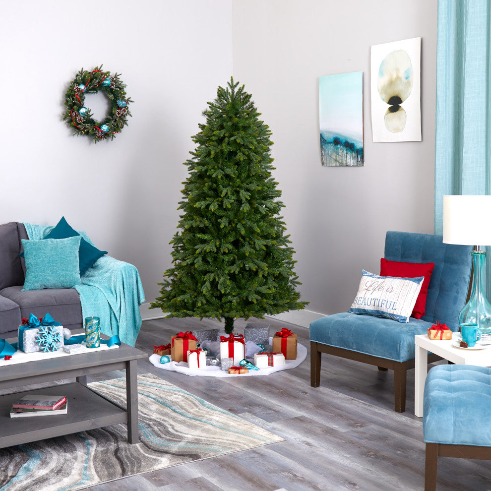 6.5' Oregon Fir Faux Xmas Tree W/Micro, Multifunction Lights & Bendable Branches