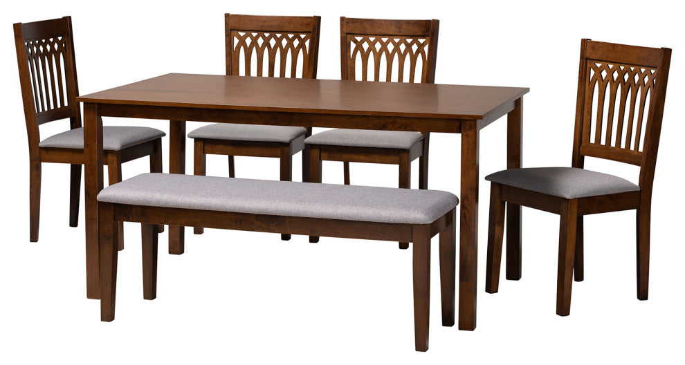 Marsala Modern Collection, Gray/Walnut Brown, 6-Piece Dining Set