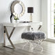 Enzo Faux Fur Acrylic X-Leg Ottoman, Gray