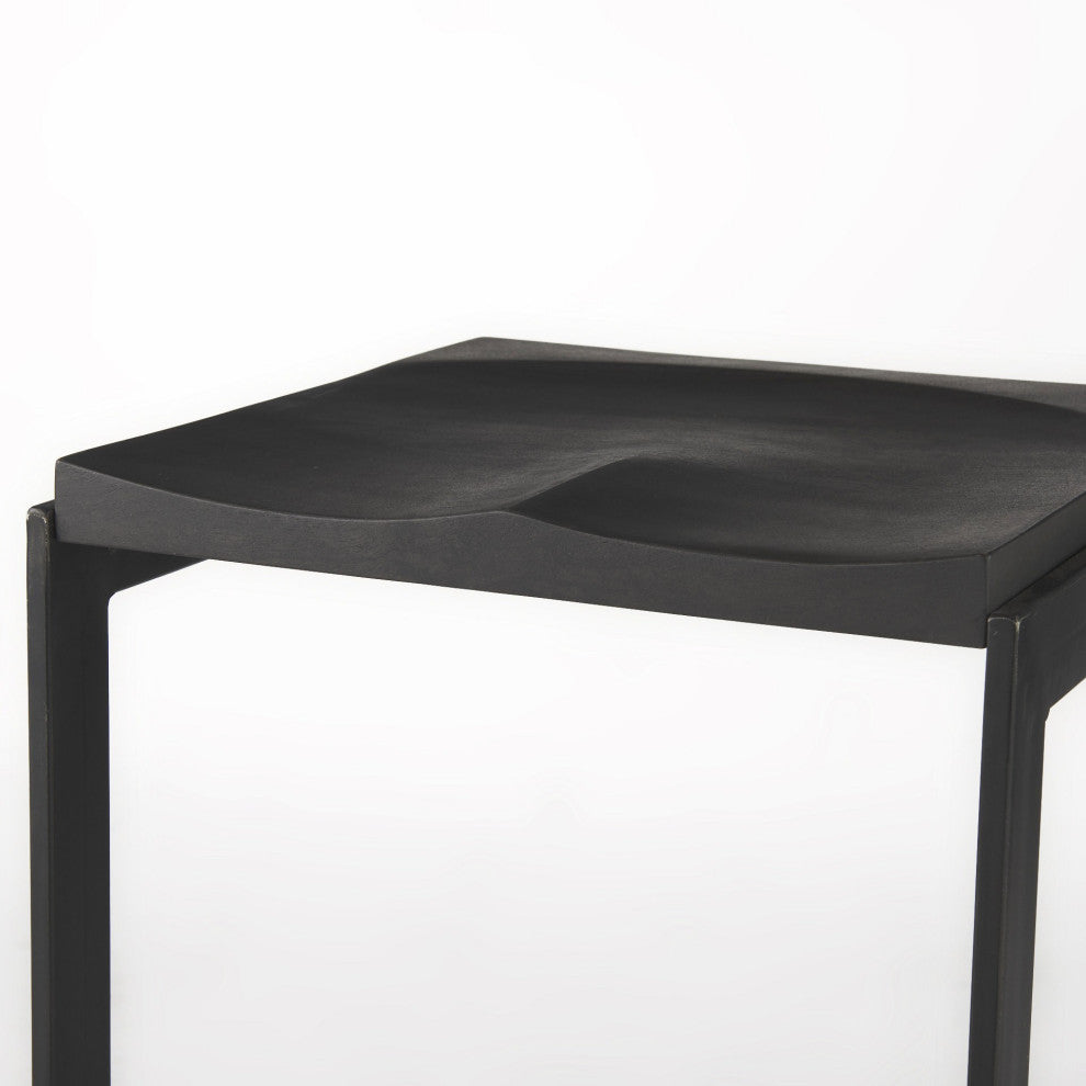 26" Black Cheeky Wood and Metal Counter Stool