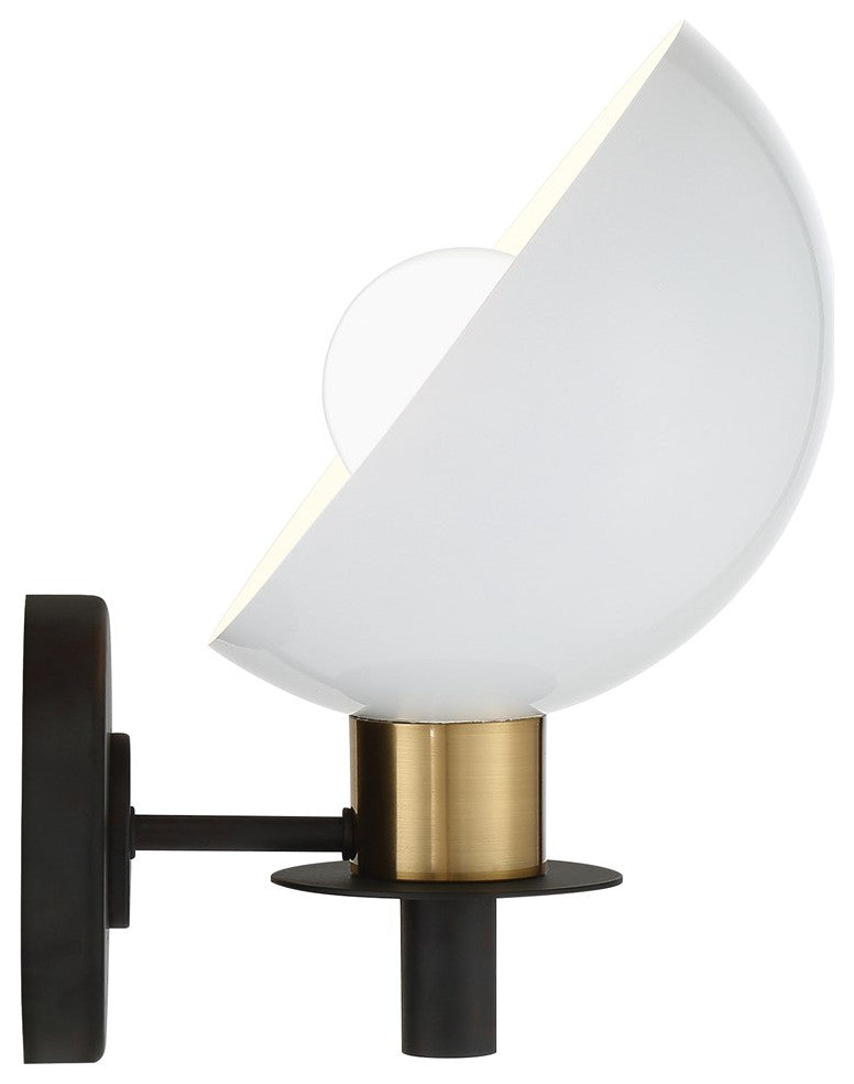 Crystorama Gigi 1 Light Wall Sconce GIG-811-BK-AG, Matte Black/Aged Brass