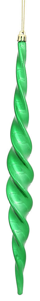 Vickerman N175104D 14.6" Green Shiny Spiral Icicle Christmas Ornament