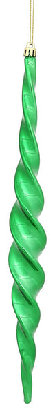 Vickerman N175104D 14.6" Green Shiny Spiral Icicle Christmas Ornament