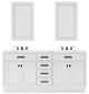 Hartford 72" Double Sink Marble Countertop Bath Vanity, White, Vanity With Small