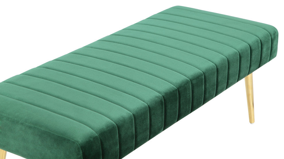 Gold Hilda Bench Velvet Green