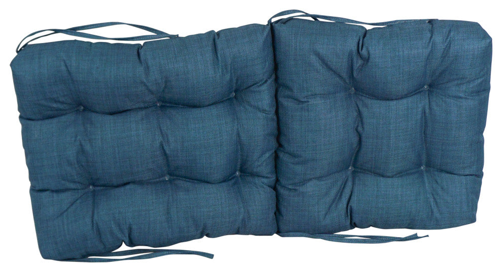 18"x38" Solid Microsuede Tufted Chair Cushion, Sea Blue