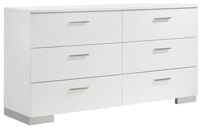 Coaster Felicity 5-piece Queen Panel Wood Bedroom Set Glossy White