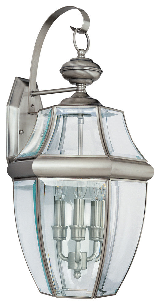 Generation Lighting Lighting 3-Light Outdoor Lantern, Brushed Nickel
