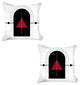 Set of 2 Red Geometric Printed Pillow Covers