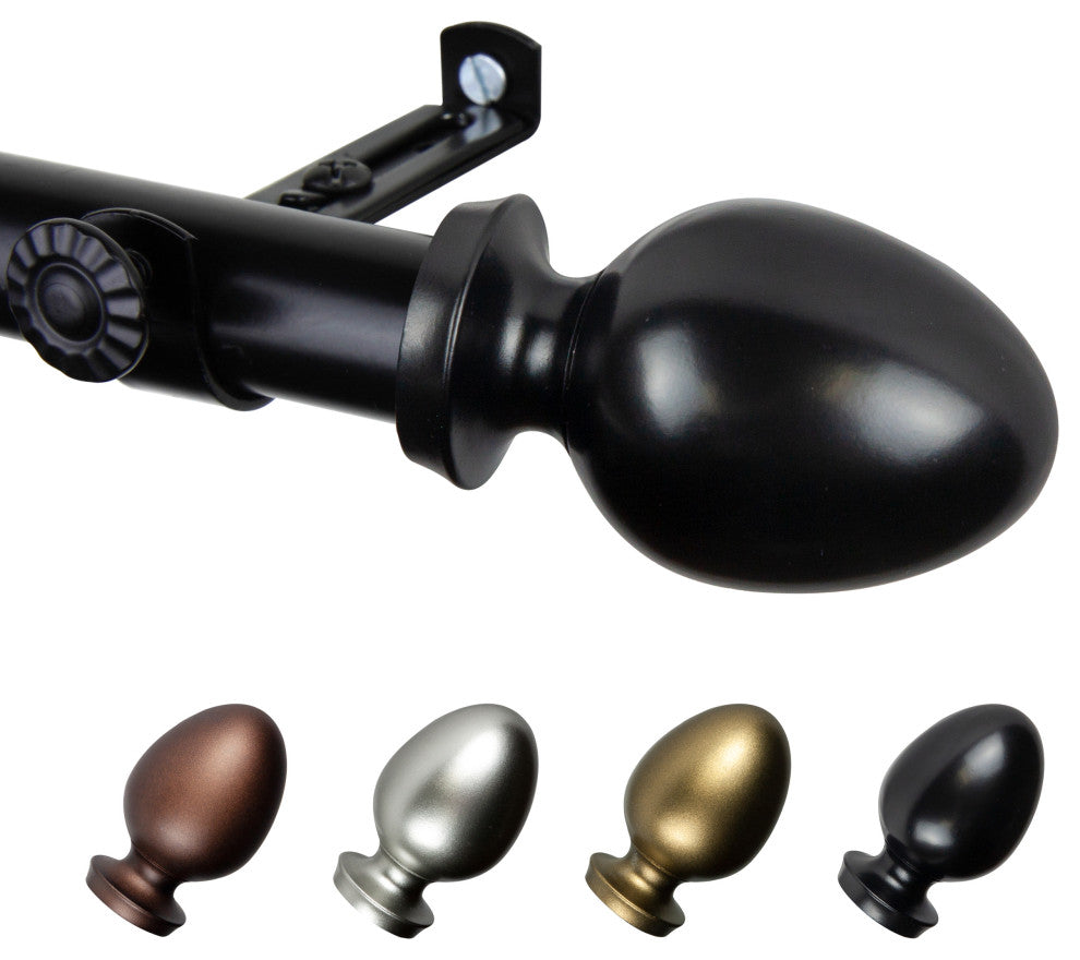 Faye 13/16" Curtain Rod, Black, 28-48"