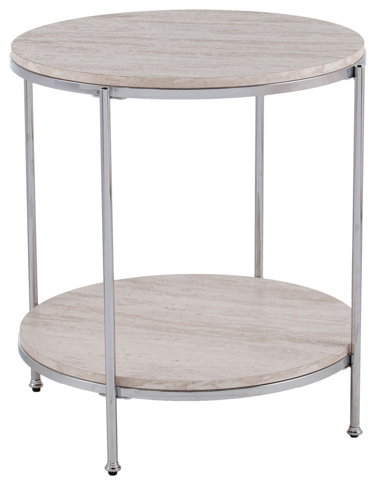 Ackers Round Faux Stone End Table