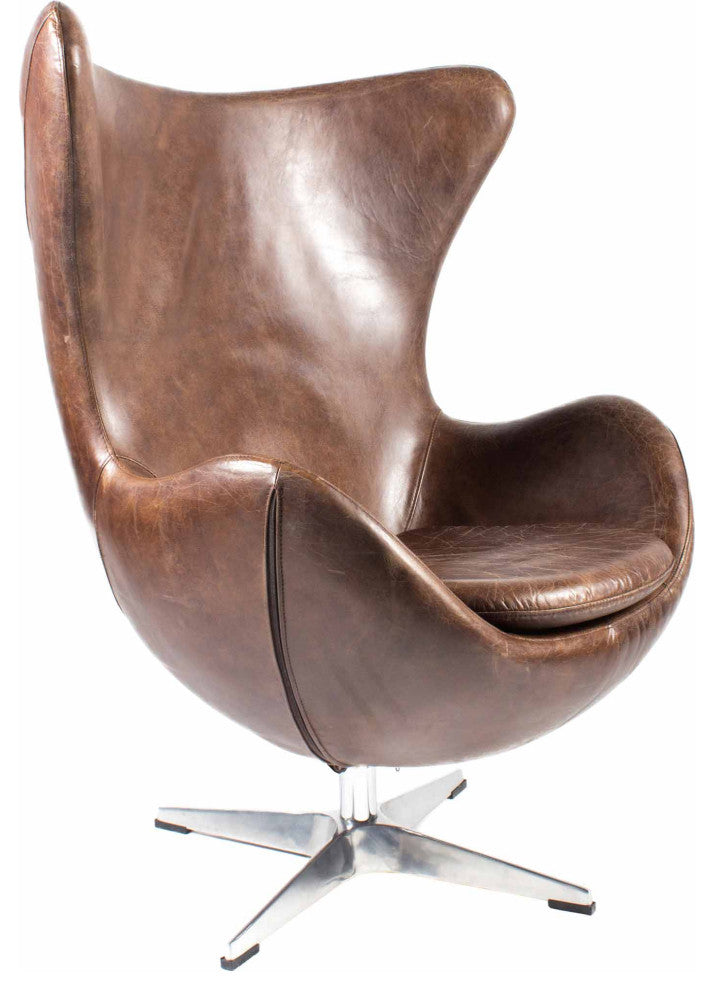First of A Kind St Anne Swivel Club Chair Cappuccino Brown Leather