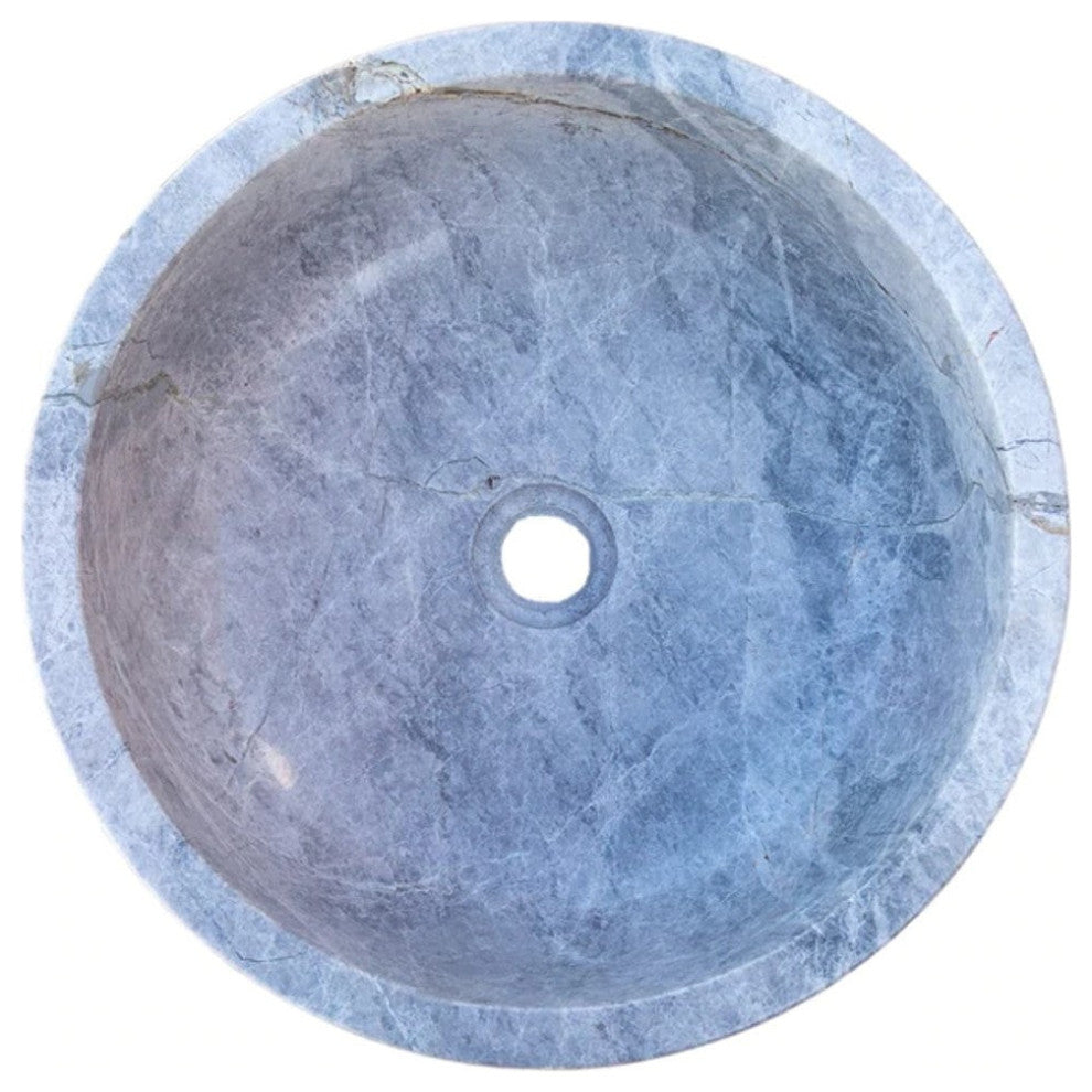 Natural Stone Sirius Silver Marble Vessel Sink Polished (D)16" (H)6"