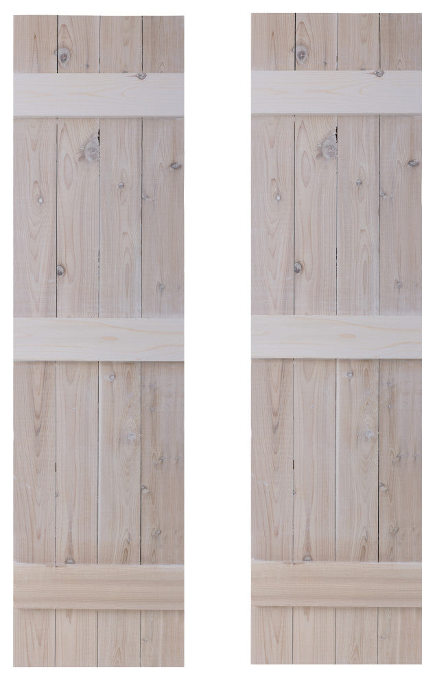 Traditional Board and Batten Exterior Shutters Pair, White Wash, 60
