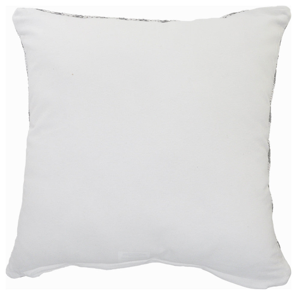 Ox Bay Handwoven White/Gray Geometric Organic Cotton Pillow Cover, 20"x20"