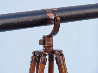 Floor Standing Antique Copper With Leather Galileo Telescope 65''